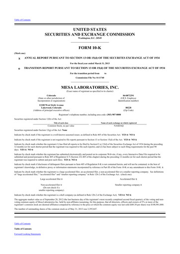 Thumbnail Mesa Laboratories 10-K Annual Report 2013