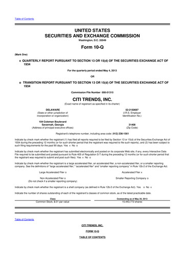 Vorschaubild Citi Trends, Inc. 10-Q Quartalsbericht  