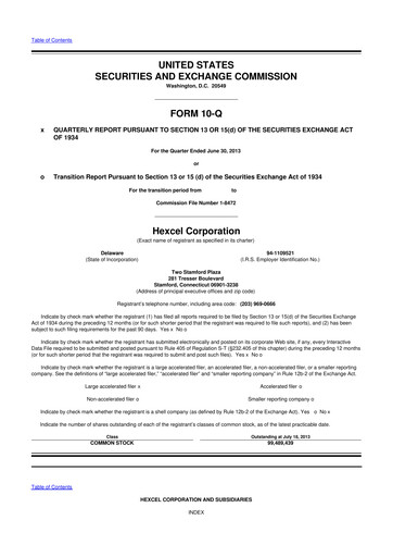 Thumbnail Hexcel
 10-Q Quarterly Report FY2013 