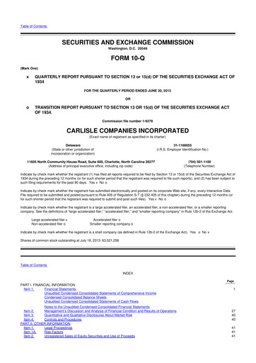 Thumbnail Carlisle Companies
 10-Q Quarterly Report FY2013 