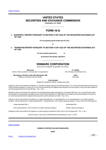 Thumbnail Winmark 10-Q Quarterly Report FY2013 