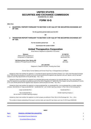 Thumbnail United Therapeutics 10-Q Quarterly Report FY2013 