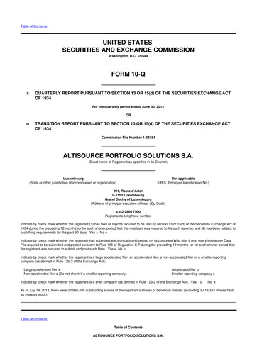 Thumbnail Altisource Portfolio Solutions
 10-Q Quarterly Report FY2013 