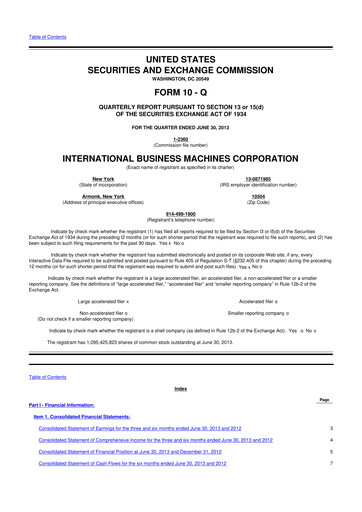 Vorschaubild IBM 10-Q Quartalsbericht 2013 