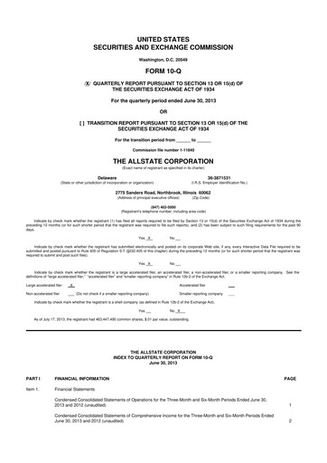 Vorschaubild Allstate 10-Q Quartalsbericht 2013 