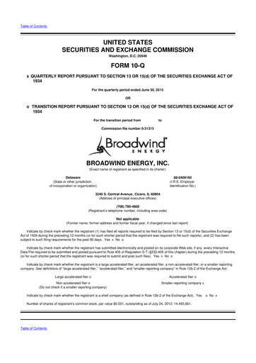 Thumbnail Broadwind 10-Q Quarterly Report FY 