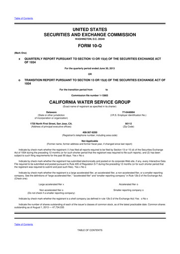 Thumbnail California Water Service Group 10-Q Quarterly Report FY2013 