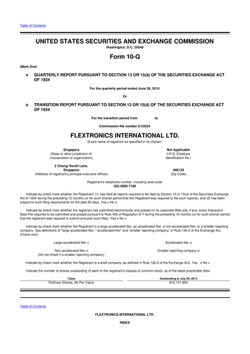 Miniature Flex 10-Q Rapport trimestriel 2014 