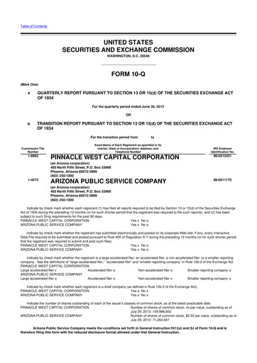 Thumbnail Pinnacle West Capital
 10-Q Quarterly Report FY2013 