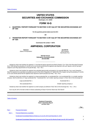 Thumbnail Amphenol 10-Q Quarterly Report FY2013 