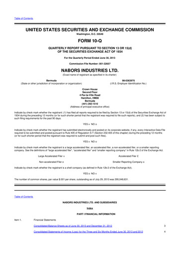 Miniature Nabors Industries
 10-Q Rapport trimestriel 2013 