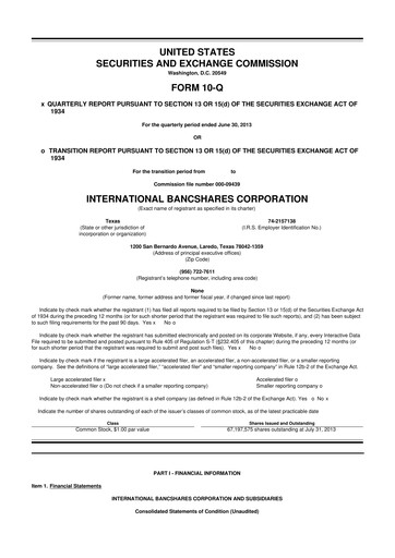 Thumbnail International Bancshares Corp 10-Q Quarterly Report FY2013 