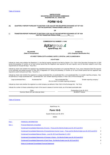 Miniature AptarGroup 10-Q Rapport trimestriel 2013 
