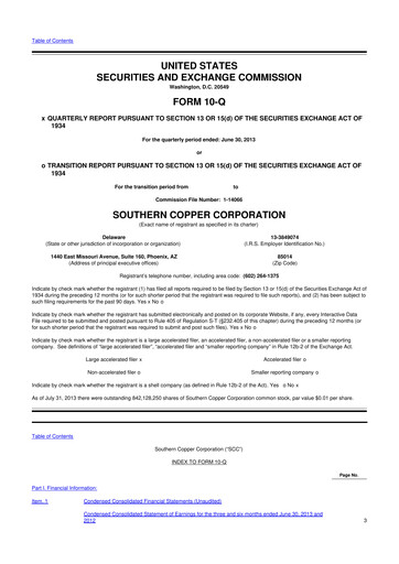 Thumbnail Southern Copper 10-Q Quarterly Report FY2013 