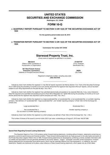 Thumbnail Starwood Property Trust 10-Q Quarterly Report FY2013 