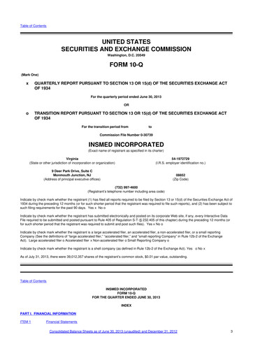 Vorschaubild Insmed 10-Q Quartalsbericht 2013 