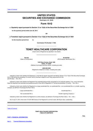 Thumbnail Tenet Healthcare 10-Q Quarterly Report FY2013 