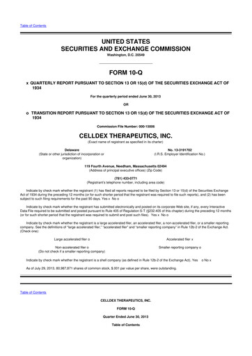 Thumbnail Celldex Therapeutics 10-Q Quarterly Report FY2013 