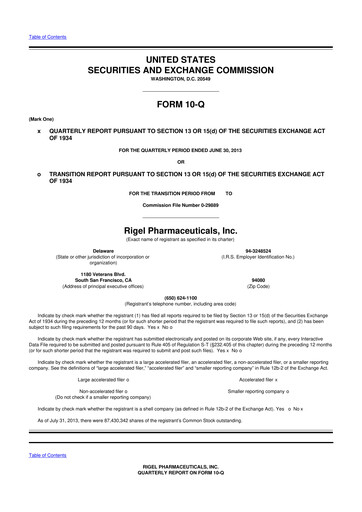 Thumbnail Rigel Pharmaceuticals 10-Q Quarterly Report FY2013 