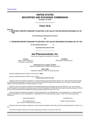 Vorschaubild Ionis Pharmaceuticals
 10-Q Quartalsbericht 2013 