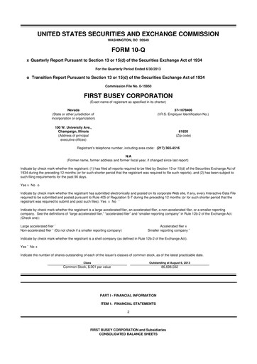 Thumbnail First Busey 10-Q Quarterly Report FY2013 