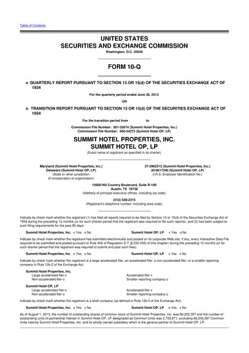 Thumbnail Summit Hotel Properties 10-Q Quarterly Report FY2013 