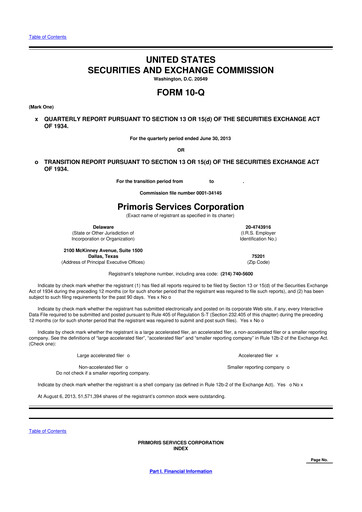 Vorschaubild Primoris Services Corporation
 10-Q Quartalsbericht 2013 