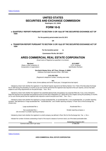 Thumbnail Ares Commercial Real Estate 10-Q Quarterly Report FY2013 