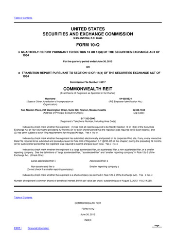 Vorschaubild Equity Commonwealth 10-Q Quartalsbericht 2013 