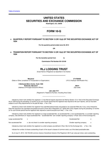 Thumbnail RLJ Lodging Trust 10-Q Quarterly Report FY2013 