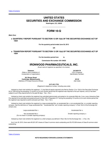 Thumbnail Ironwood Pharmaceuticals
 10-Q Quarterly Report FY2013 