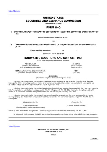 Thumbnail Innovative Solutions and Support 10-Q Quarterly Report FY2013 