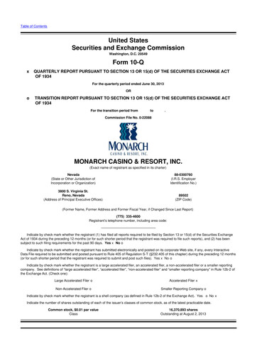 Thumbnail Monarch Casino & Resort 10-Q Quarterly Report FY2013 