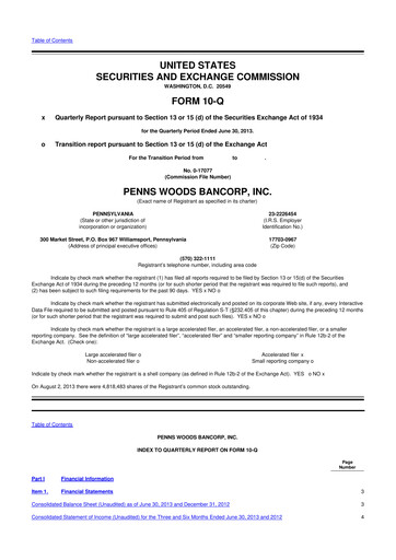 Thumbnail Penns Woods Bancorp 10-Q Quarterly Report FY2013 