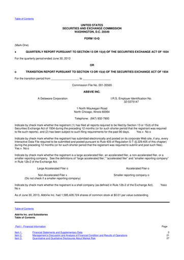 Thumbnail AbbVie 10-Q Quarterly Report FY2013 