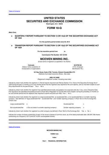 Thumbnail McEwen Mining 10-Q Quarterly Report FY2013 