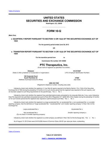 Thumbnail PTC Therapeutics
 10-Q Quarterly Report FY2013 
