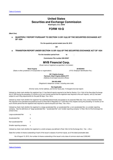 Thumbnail MVB Financial 10-Q Quarterly Report FY2013 