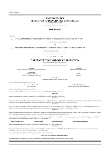 Thumbnail Carpenter Technology 10-K Annual Report 2013