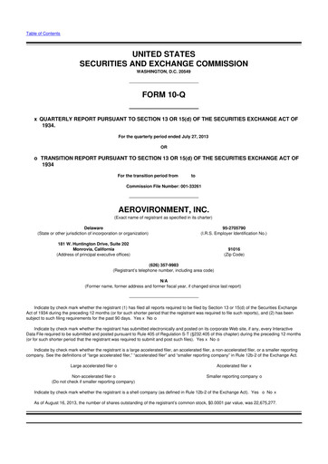 Thumbnail AeroVironment 10-Q Quarterly Report FY2014 