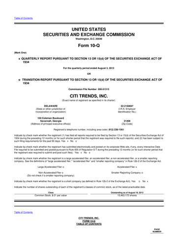 Vorschaubild Citi Trends, Inc. 10-Q Quartalsbericht  