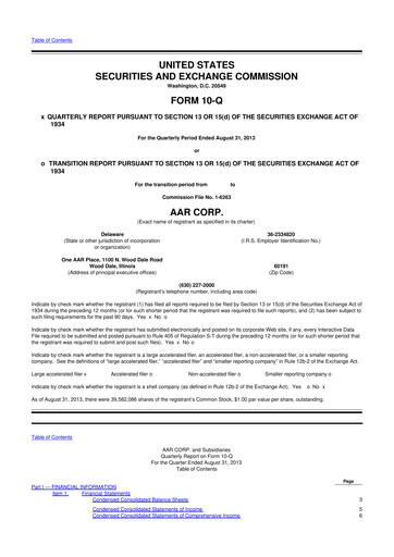 Thumbnail AAR 10-Q Quarterly Report FY2014 