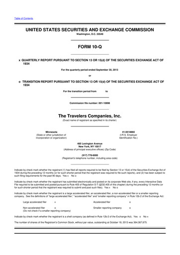 Thumbnail The Travelers Companies 10-Q Quarterly Report FY2013 
