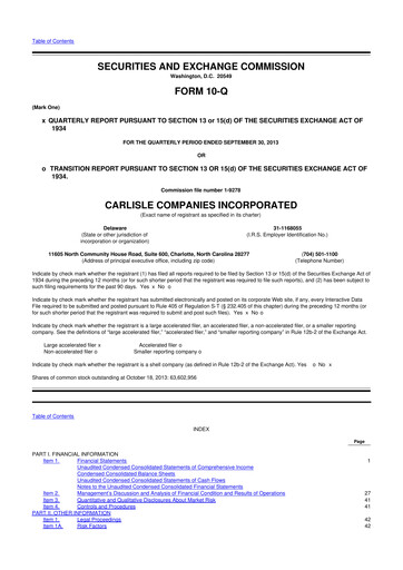 Thumbnail Carlisle Companies
 10-Q Quarterly Report FY2013 