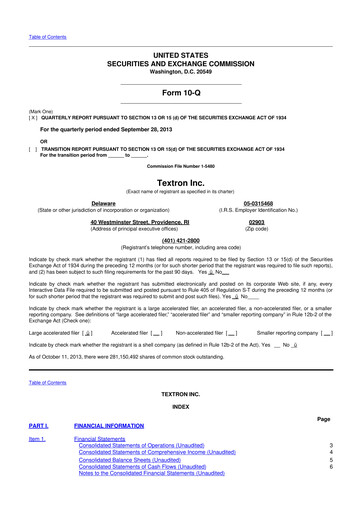 Miniature Textron 10-Q Rapport trimestriel 2013 