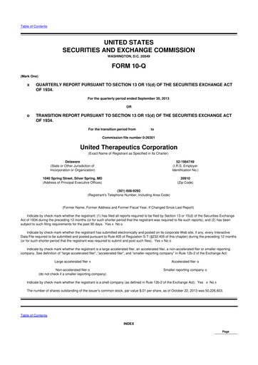Thumbnail United Therapeutics 10-Q Quarterly Report FY2013 