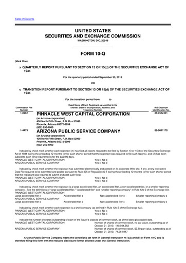 Thumbnail Pinnacle West Capital
 10-Q Quarterly Report FY2013 