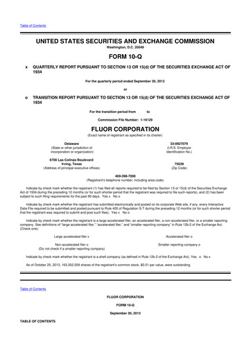 Thumbnail Fluor Corporation
 10-Q Quarterly Report FY2013 