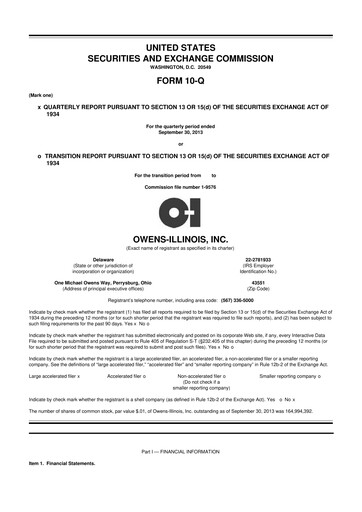 Thumbnail O-I Glass
 10-Q Quarterly Report FY2013 