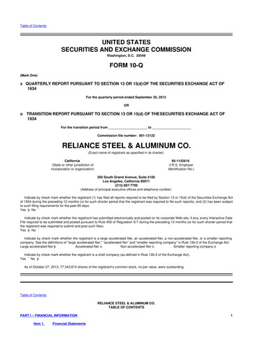 Thumbnail Reliance


 10-Q Quarterly Report FY2013 